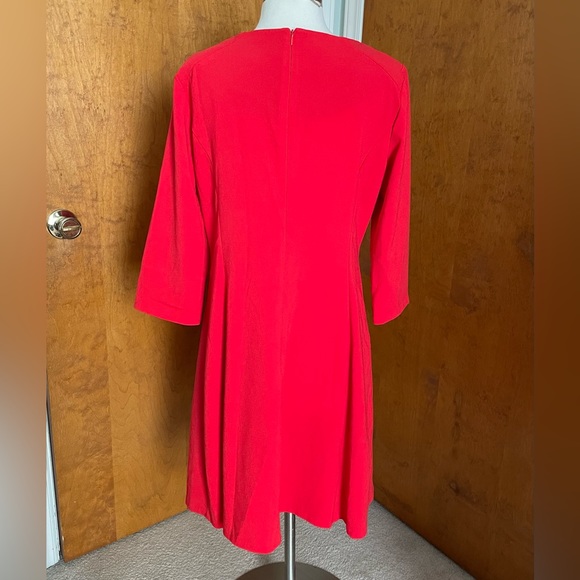 AGB Dress Midi Red 12 Large 3/4 Length Sleeves - Picture 5 of 11